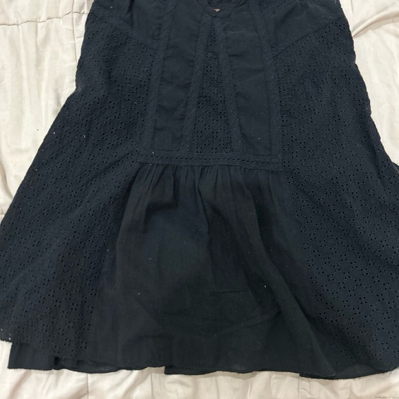 Free People Black Eyelet Cotton Overlay Babydoll Short Mini Tunic Dress Sz Small - Picture 3 of 5